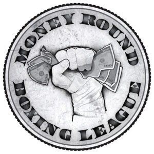 Boxing league logo with a fist holding cash and the text 'Money Round Boxing League'.