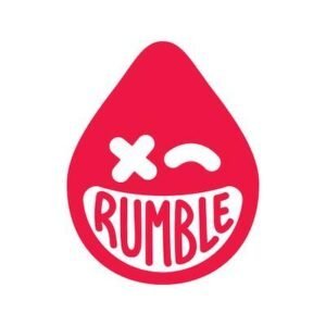 Rumble Boxing logo with a red teardrop shape and playful face design.
