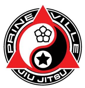 Prineville Jiu Jitsu emblem with yin-yang and flower symbols.