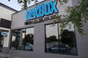 RockBox Fitness North Raleigh gym storefront with signage and large windows.