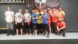 Group of fighters training at BANG Muay Thai Joliet gym for MMA and Muay Thai.