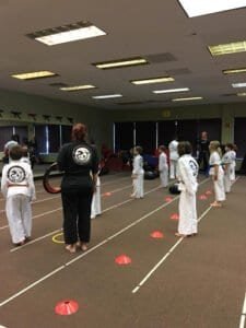 Kids practicing martial arts in a class at Victory Martial Arts Academy Ruskin.