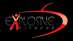 Explosive Fitness logo with dynamic design and bold colors for fitness branding.