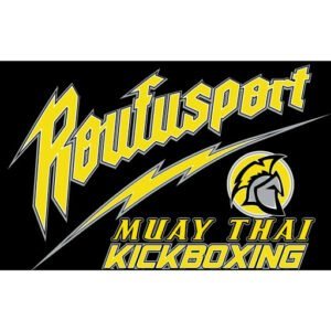 Kowitsport Muay Thai Kickboxing logo with lightning bolt and helmet.