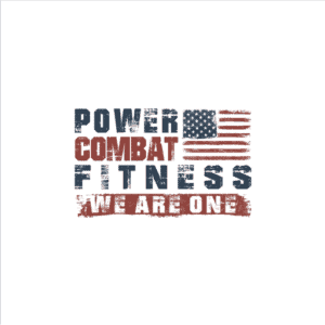 Power Combat Fitness logo with American flag design and bold text.