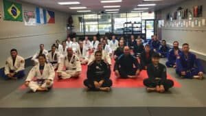 Group photo of students and instructors at Lake County Brazilian Jiu-Jitsu.